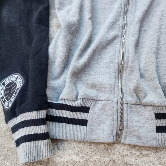 Y2K Fox Racing Women's Sweatshirt Style Gray Black Bomber‎ Zip Up Jacket, Sz M - Picture 3 of 10